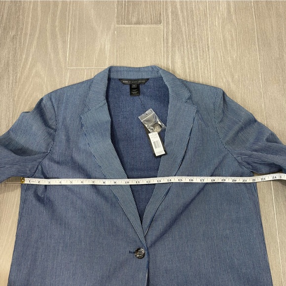 MARC BY MARC JACOBS Cotton Oversized Pinstriped Indigo Multi Blazer Jacket NWT L - Picture 15 of 16